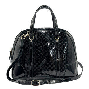 Gucci Guccissima Shoulder Bag Handbag Black Patent Leather